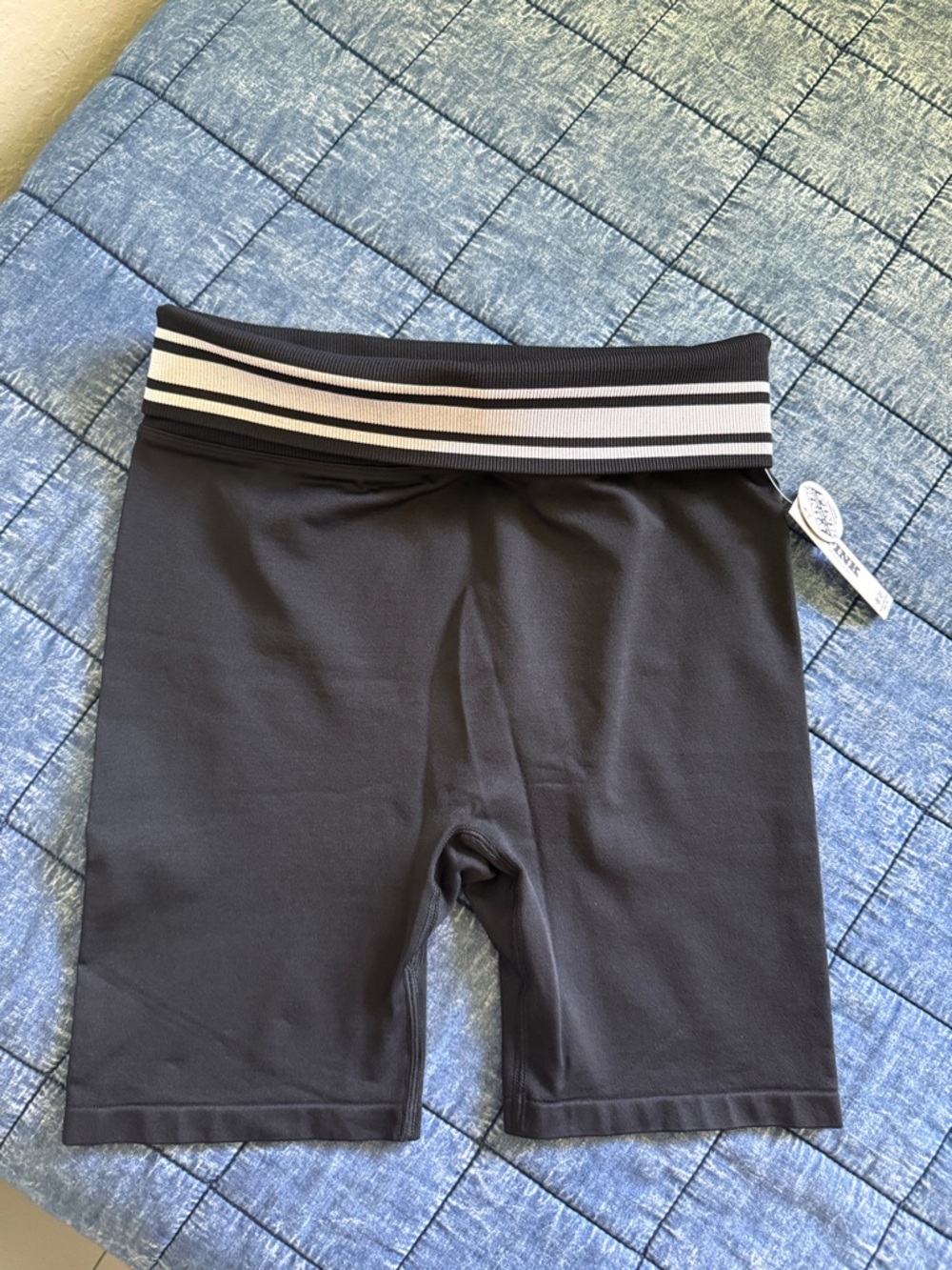 New! Black flip it Bike Shorts with white-Striped Waistband